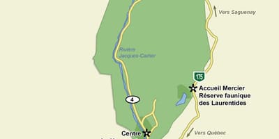 Map of jacques কারটিয়ের ন্যাশনাল পার্ক পথচিহ্ন